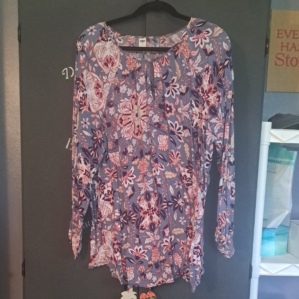 Old Navy Floral Blouse - Blue and Pink